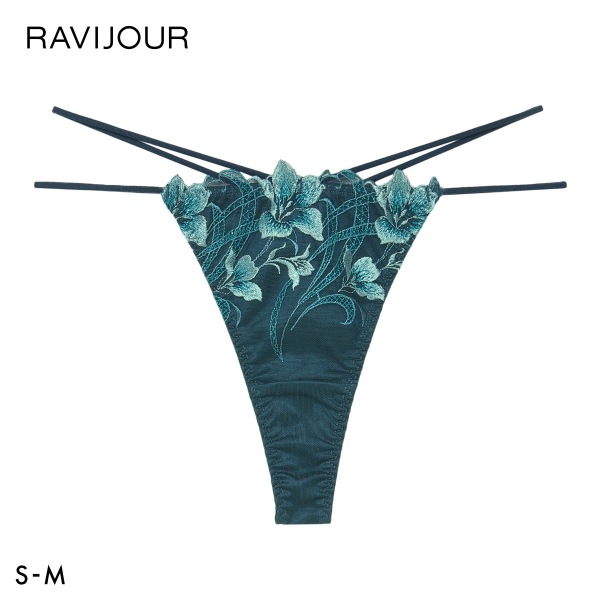 ラヴィジュール エポナ ストレッチレース Tバックショーツ SM 総レース ソング タンガ セクシー バックレース 下着 RAVIJOUR(BU-ブルー-S)