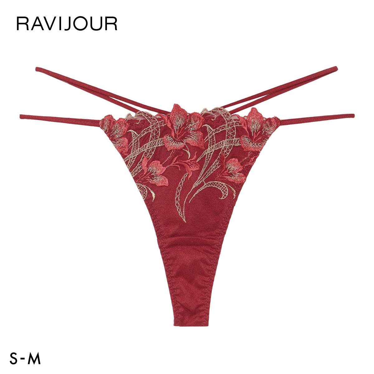 ラヴィジュール エポナ ストレッチレース Tバックショーツ SM 総レース ソング タンガ セクシー バックレース 下着 RAVIJOUR(RE-レッド-S)