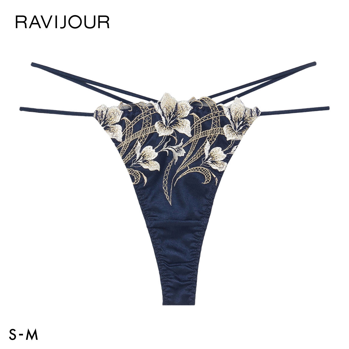 ラヴィジュール エポナ ストレッチレース Tバックショーツ SM 総レース ソング タンガ セクシー バックレース 下着 RAVIJOUR(NV-ネイビー-S)