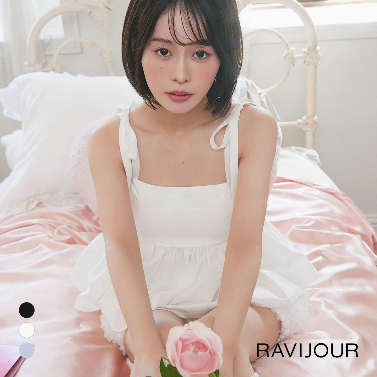 ラヴィジュール MINAMOｺﾗﾎﾞ Cotty tops with cups カップ付きキャミソール トップス ルームウェア RAVIJOUR(WH-ホワイト-ONESIZE)