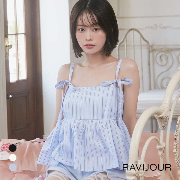 ラヴィジュール MINAMOｺﾗﾎﾞ Cotty tops with cups カップ付きキャミソール トップス ルームウェア RAVIJOUR