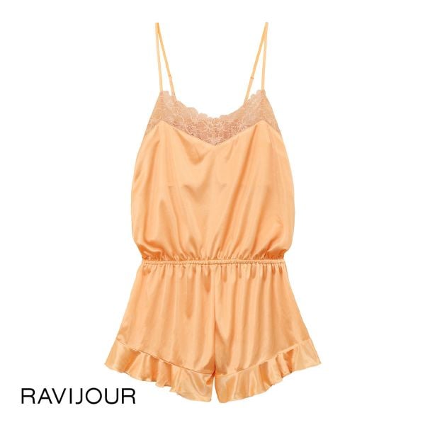 ラヴィジュール RAVIJOUR グロッシーレース ロンパース ルームウェア カップ付き パジャマ