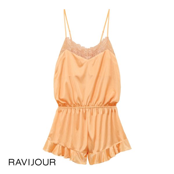 ラヴィジュール RAVIJOUR グロッシーレース ロンパース ルームウェア カップ付き パジャマ