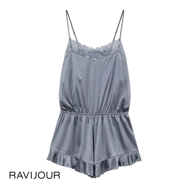 ラヴィジュール RAVIJOUR グロッシーレース ロンパース ルームウェア カップ付き パジャマ