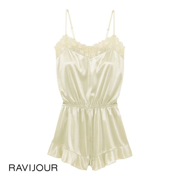 ラヴィジュール RAVIJOUR グロッシーレース ロンパース ルームウェア カップ付き パジャマ