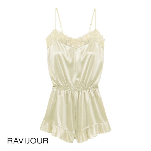 ラヴィジュール RAVIJOUR グロッシーレース ロンパース ルームウェア カップ付き パジャマ