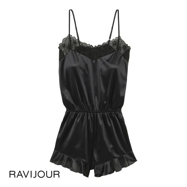 ラヴィジュール RAVIJOUR グロッシーレース ロンパース ルームウェア カップ付き パジャマ