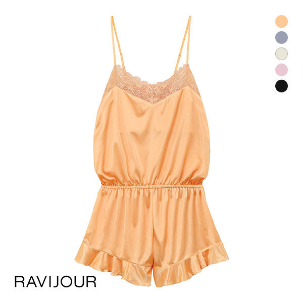ラヴィジュール RAVIJOUR グロッシーレース ロンパース ルームウェア カップ付き パジャマ