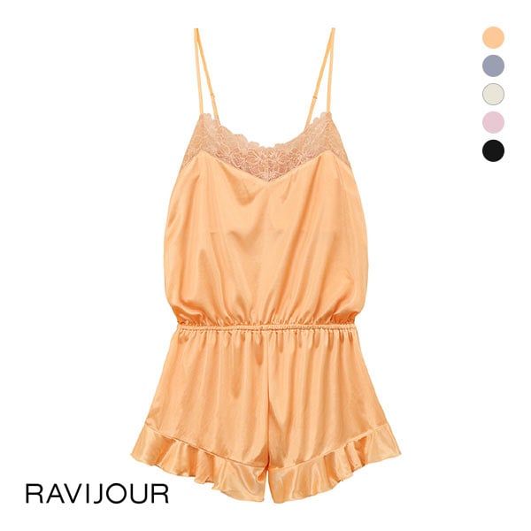 ラヴィジュール RAVIJOUR グロッシーレース ロンパース ルームウェア カップ付き パジャマ