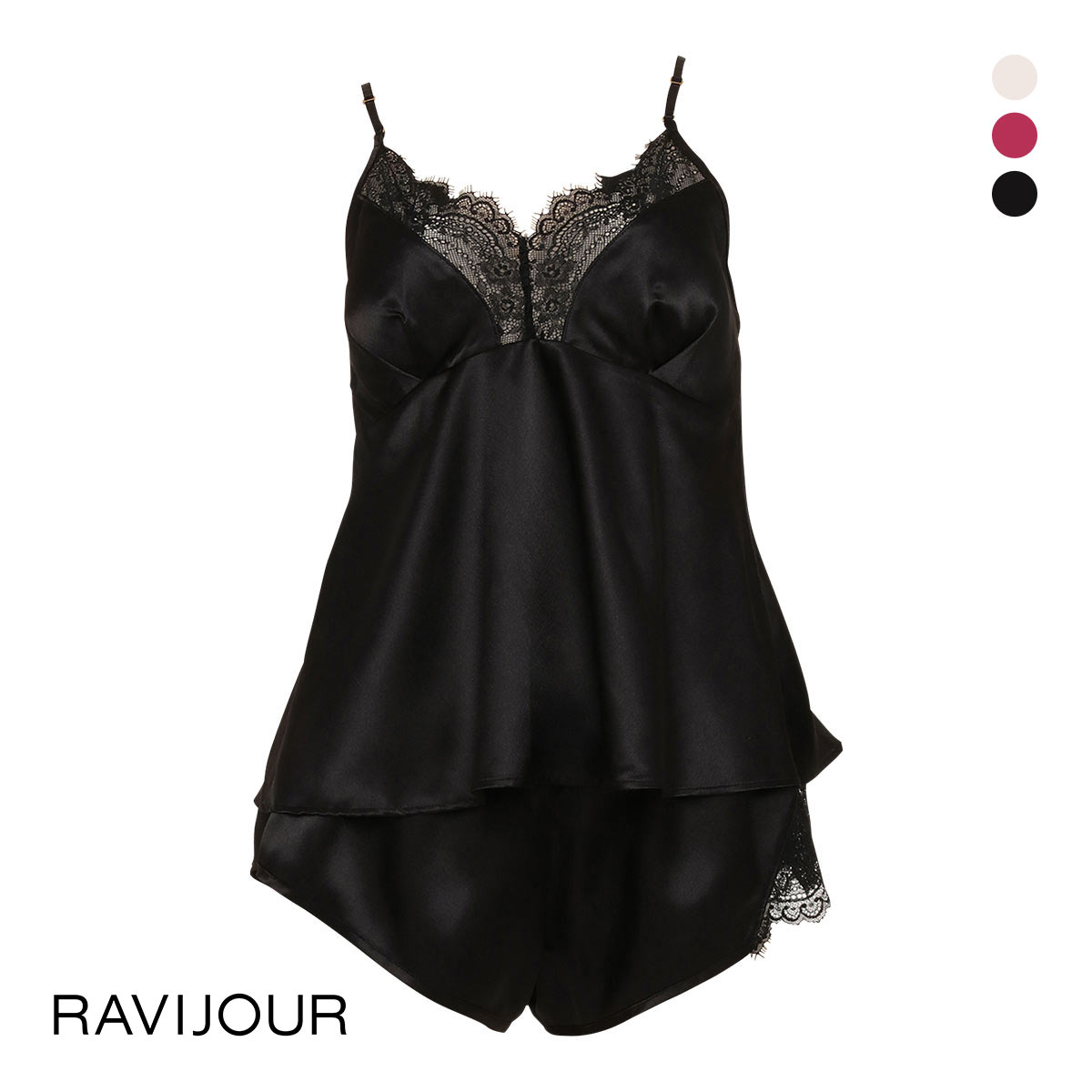 ラヴィジュール RAVIJOUR ブラックレースサテン セットアップ