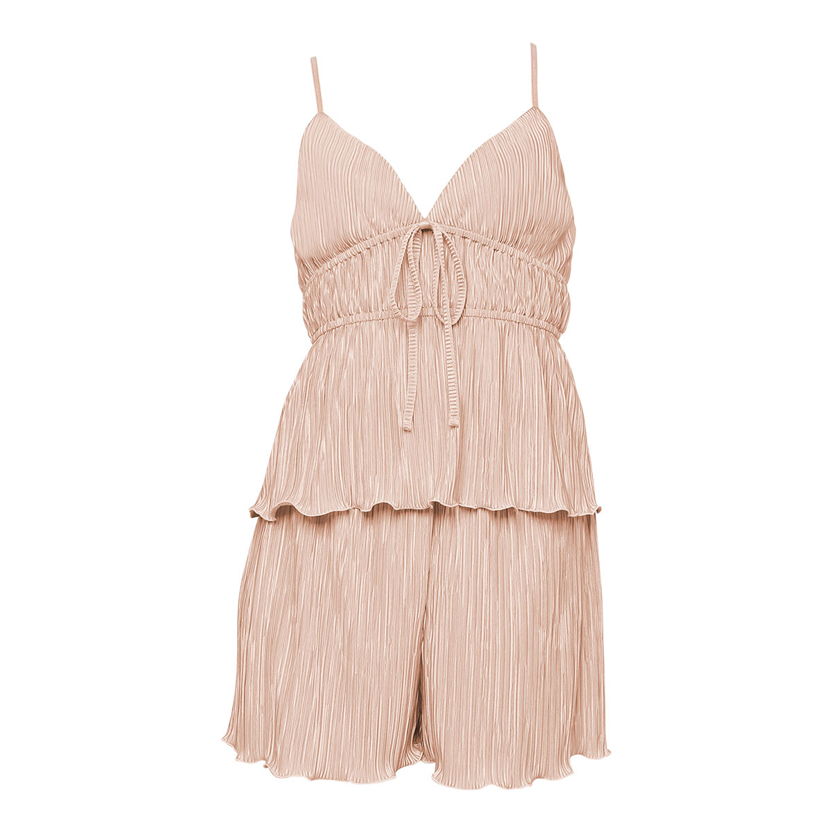 ラヴィジュール RAVIJOUR シャインプリーツ セットアップ ルームウェア カップ付き パジャマ ランジェリー キャミソール(PI-ピンク-ONESIZE)