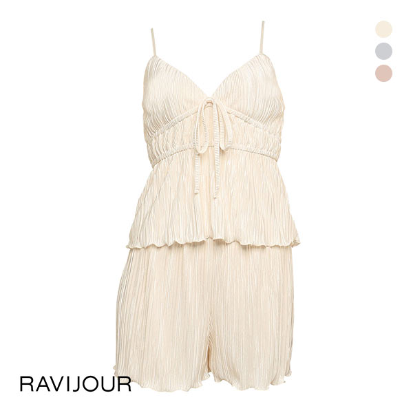 ラヴィジュール RAVIJOUR シャインプリーツ セットアップ ルームウェア カップ付き パジャマ ランジェリー キャミソール