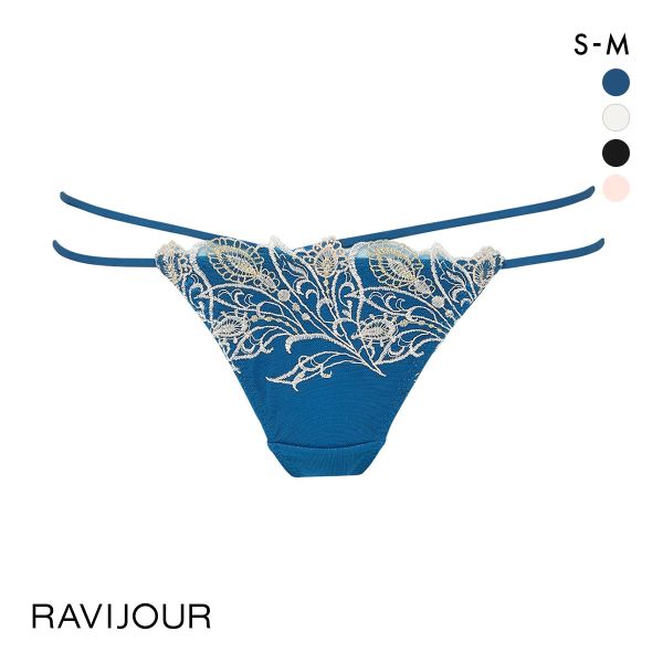 ラヴィジュール RAVIJOUR レーシーフェザー エンブレース Tバック ショーツ SM タンガ ソング バックレース 総レース 透け バックオープン