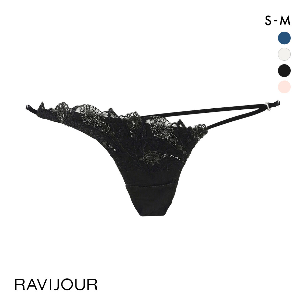 ラヴィジュール RAVIJOUR レーシーフェザー ストレッチレース ショーツ SM バックレース 総レース 透け バックオープン ひびきにくい(BK-ブラック-S)