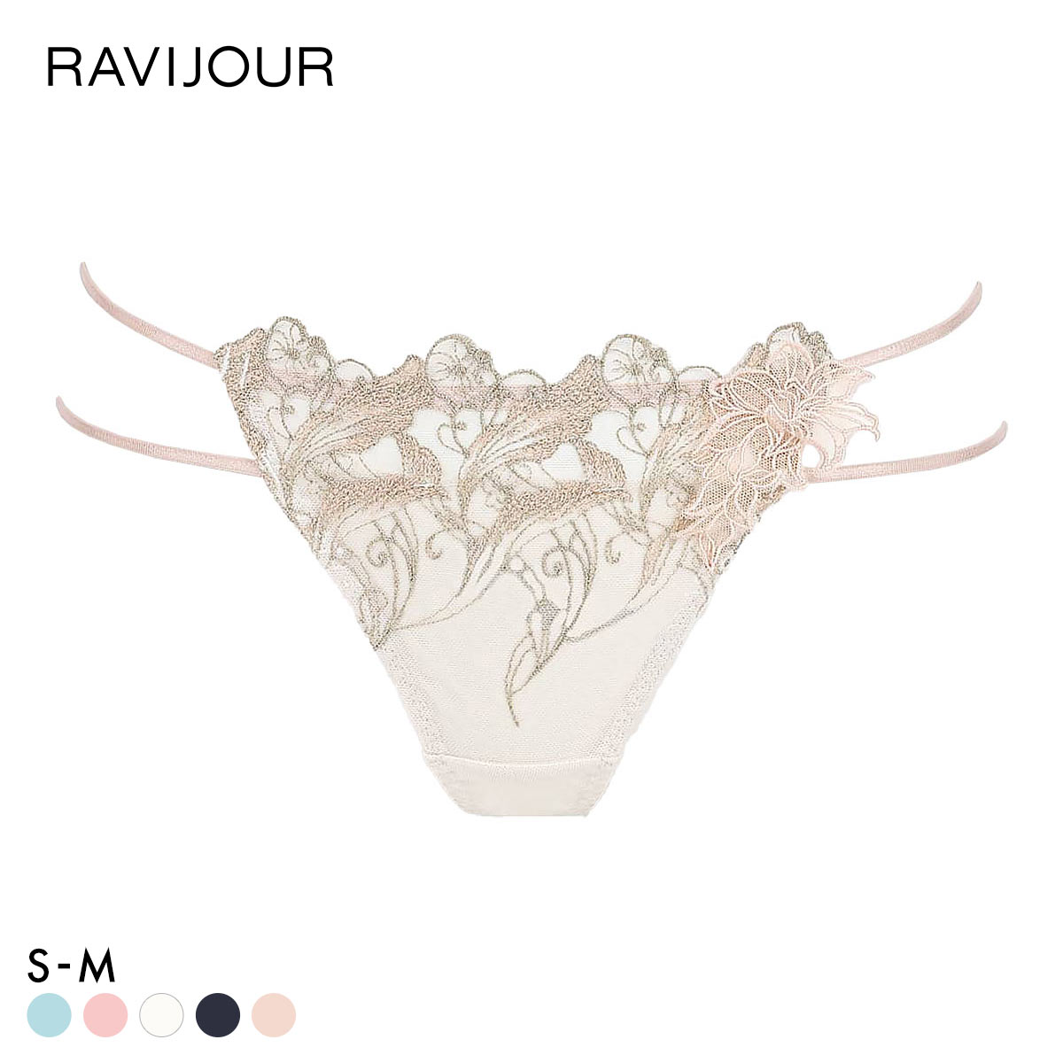ラヴィジュール RAVIJOUR フローティングマーメイド ストレッチレース Tバック ショーツ SM バックレース 透け 総レース(BP-ベビーピンク-S)
