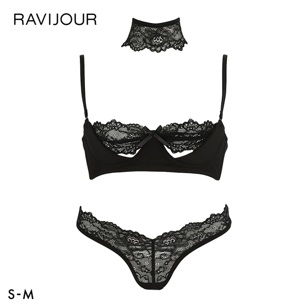 ラヴィジュール ピーカーブー ブラ＆ショーツセット ノンパテ ブラジャー スタンダードショーツ セクシー RAVIJOUR