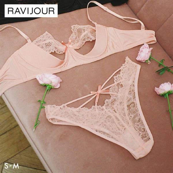 ラヴィジュール ピーカーブー ブラ＆ショーツセット ノンパテ ブラジャー スタンダードショーツ セクシー RAVIJOUR