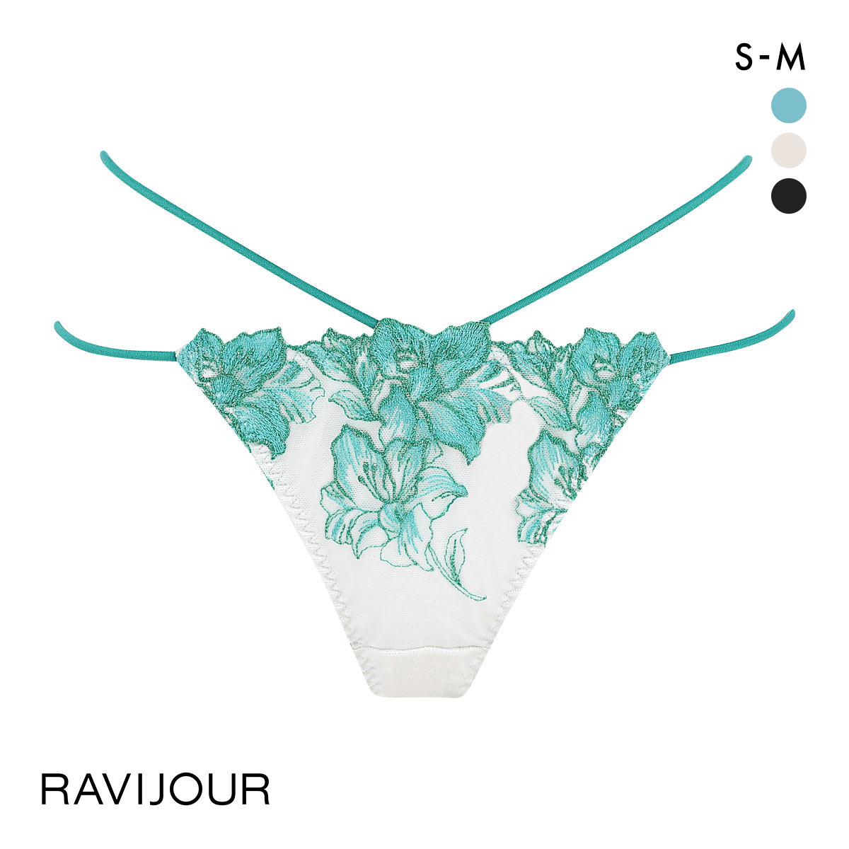 ラヴィジュール レミニセンス エンブレース Tバック SM バックレース 透け ひびきにくい RAVIJOUR(GR-グリーン-S)