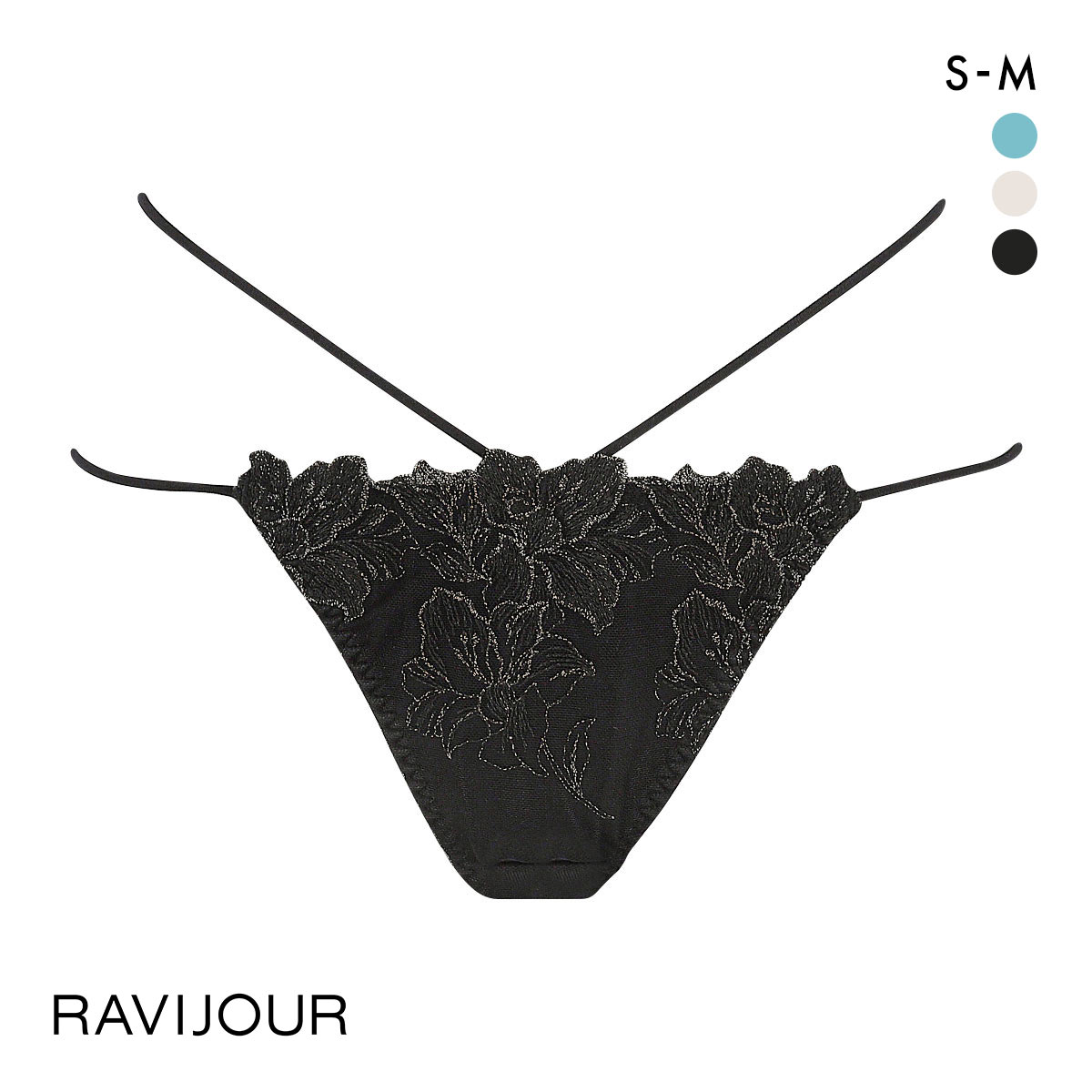 ラヴィジュール レミニセンス エンブレース Tバック SM バックレース 透け ひびきにくい RAVIJOUR(BK-ブラック-S)
