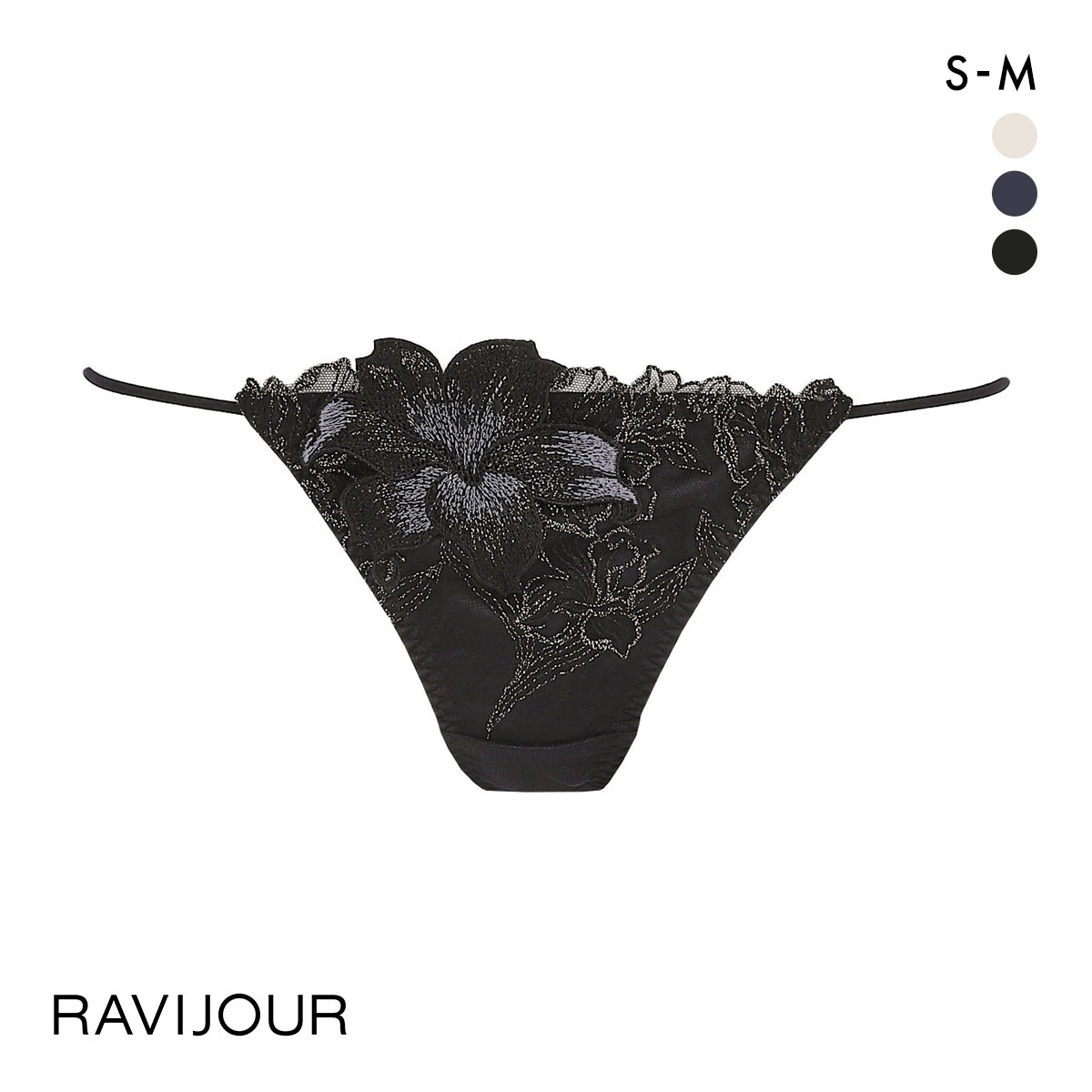 ラヴィジュール マリーサテン エンブレース Tバック SM バックレース 透け ストリング RAVIJOUR(BK-ブラック-S)