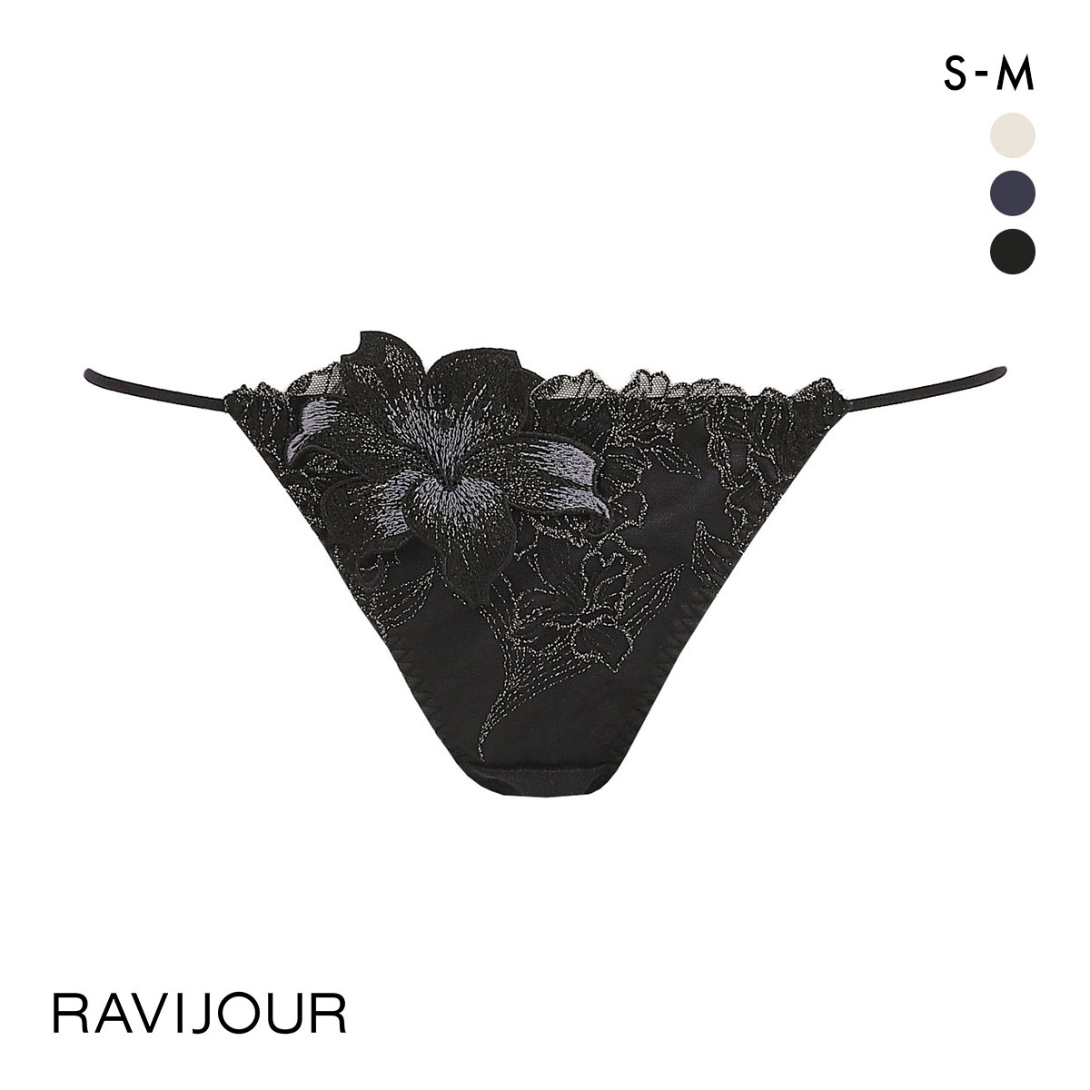 ラヴィジュール マリーサテン ストレッチレース ショーツ ノーマル ショーツ SM バックレース 透け ストリング RAVIJOUR(BK-ブラック-S)