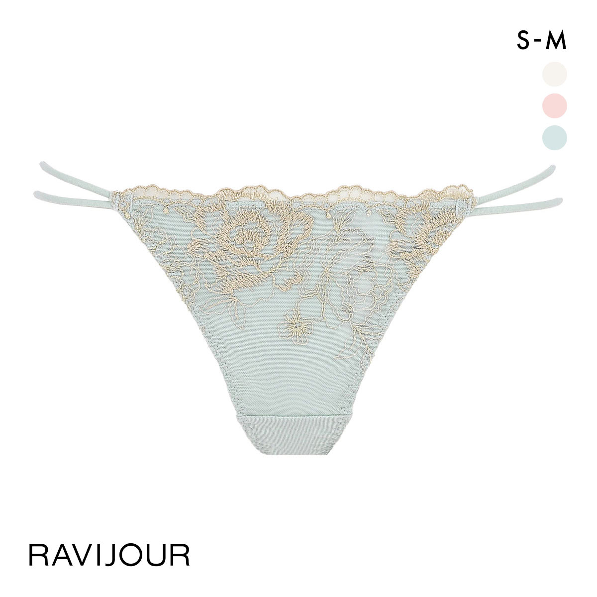 ラヴィジュール ブレッシングフラワー エンブレース Tバック Tバック SM バックレース 透け ストリング RAVIJOUR(BU-ブルー-S)