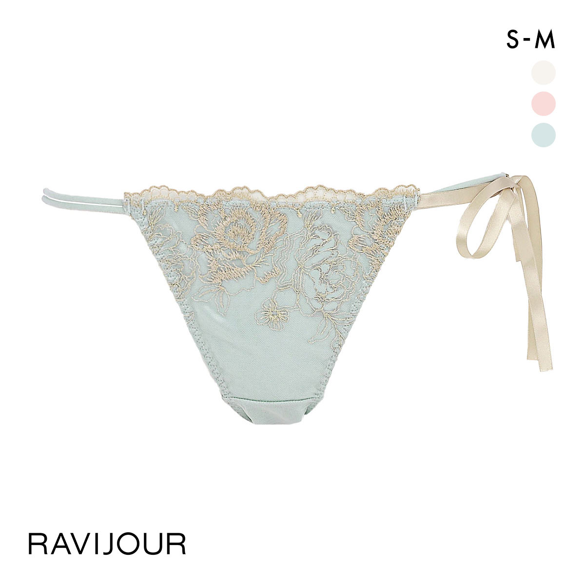 ラヴィジュール ブレッシングフラワー ストレッチレース ノーマルショーツ SM バックレース 透け RAVIJOUR(BU-ブルー-S)