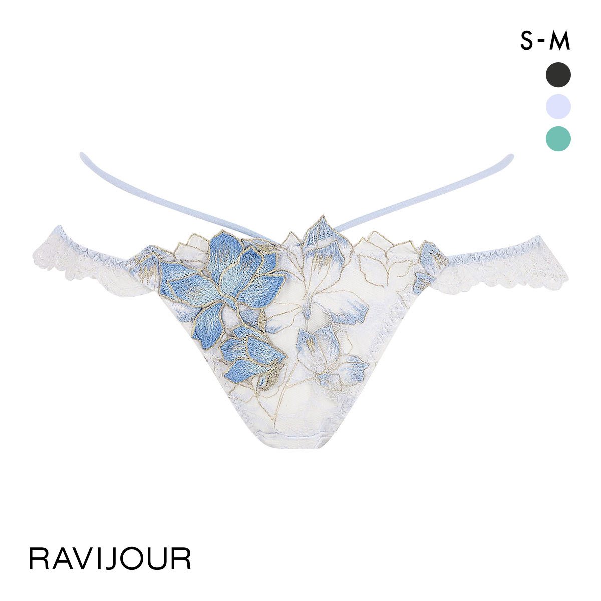 ラヴィジュール ノーブルマグノリア ストレッチレース ノーマルショーツ SM バックレース 透け RAVIJOUR(BU-ブルー-S)