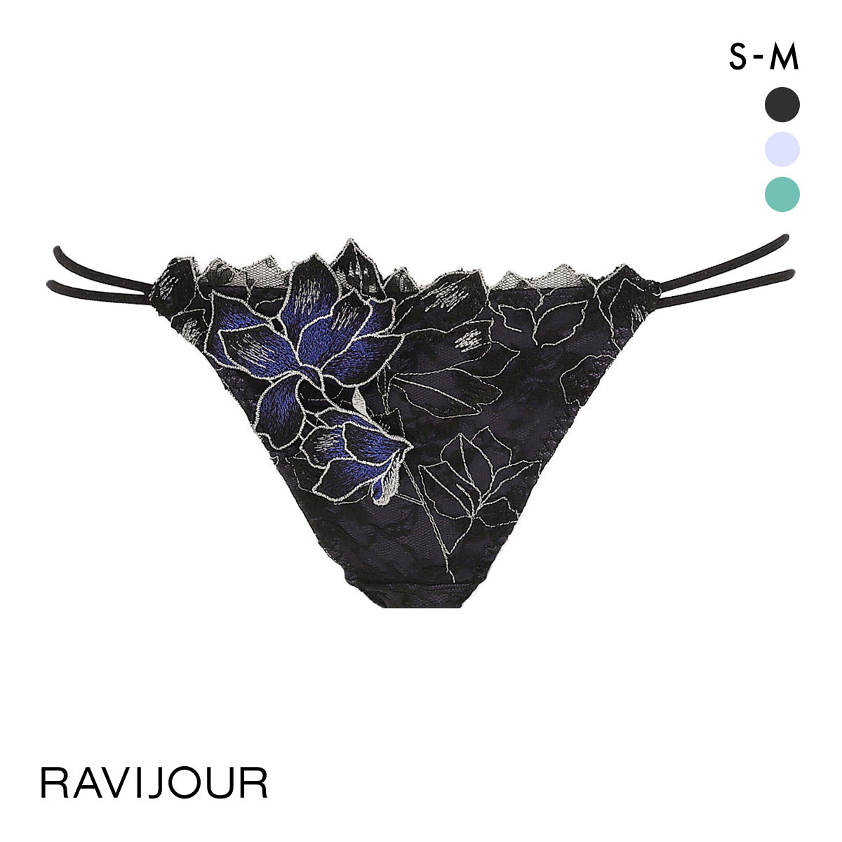 ラヴィジュール ノーブルマグノリア エンブロイダリ―レース ノーマルショーツ SM バックレース 透け RAVIJOUR(BK-ブラック-S)