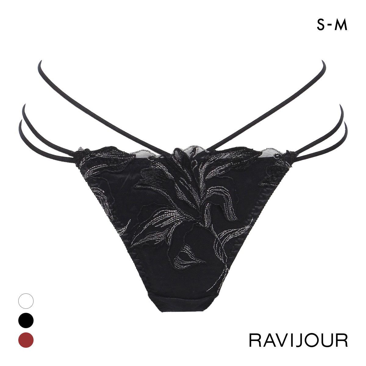 ラヴィジュール クラリス ストリングコード Tバックショーツ SM バックレース 透け ストリング RAVIJOUR(BK-ブラック-S)