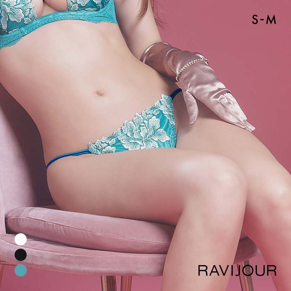 ラヴィジュール ルナリア エンブロイダリーレース ノーマルショーツ SM バックレース 透け RAVIJOUR(GR-グリーン-S)