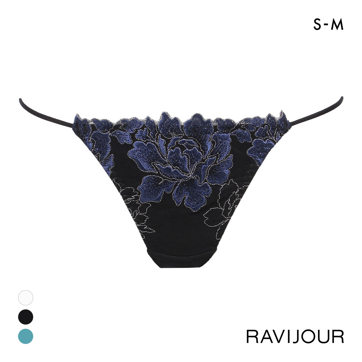 ラヴィジュール ルナリア レースアップ Tバックショーツ SM バックレース 透け ストリング RAVIJOUR(BK-ブラック-S)