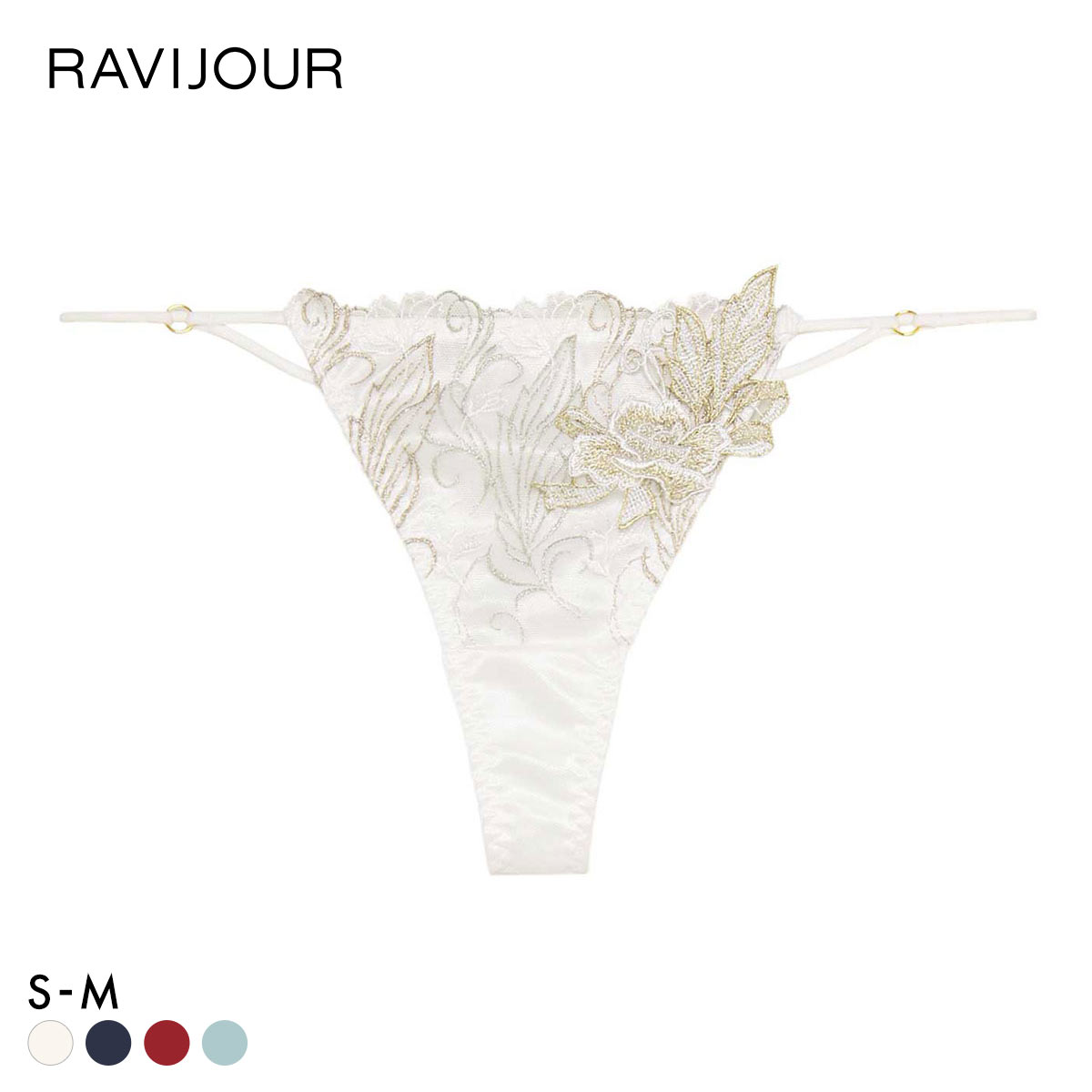 ラヴィジュール フェザーセレステ エンブロイダリーレース Tバックショーツ セクシー ソング タンガ SM バックレース 透け RAVIJOUR(WH-ホワイト-S)