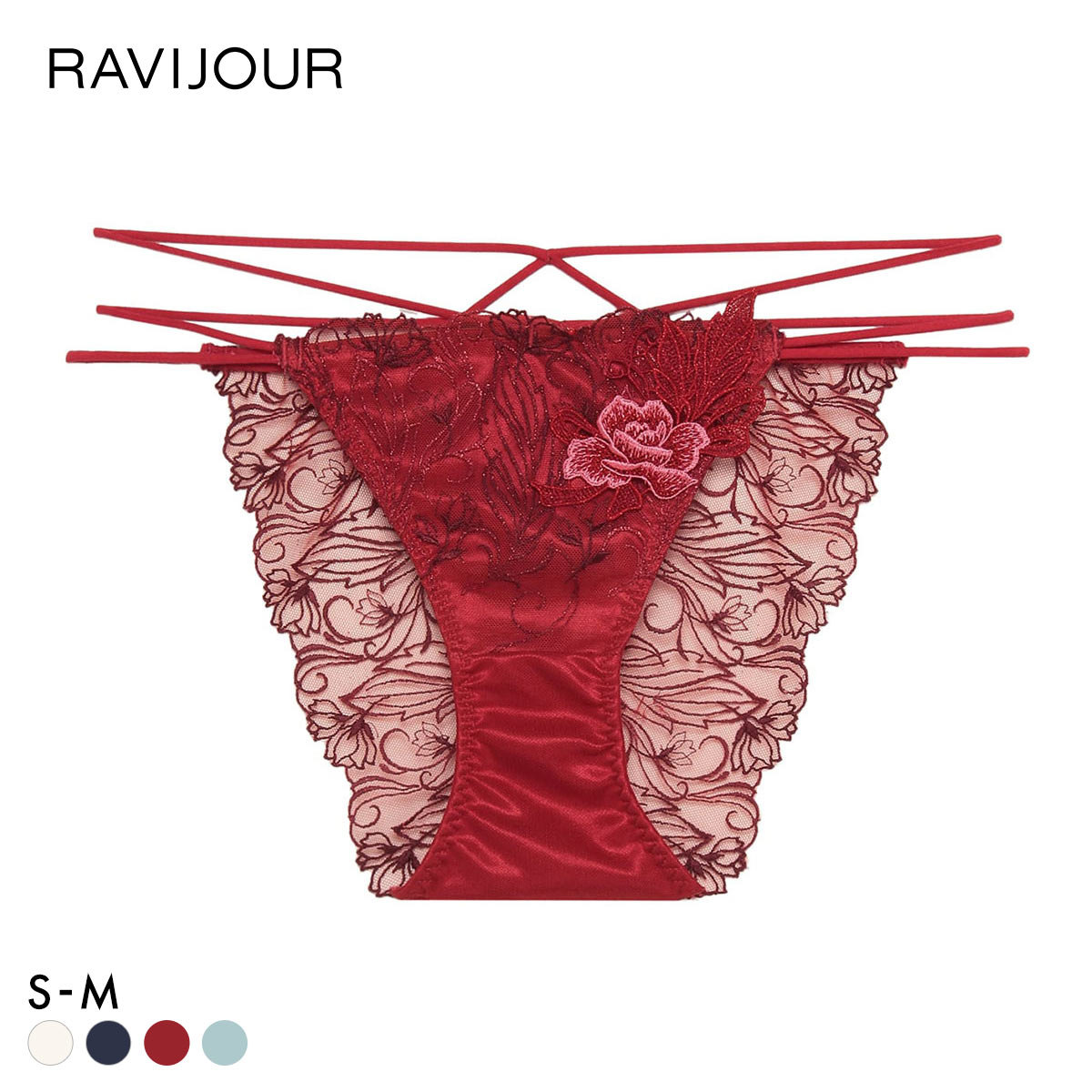 ラヴィジュール フェザーセレステ ストリングコード ショーツ ノーマルショーツ セクシー SM バックレース 透け RAVIJOUR(RE-レッド-S)