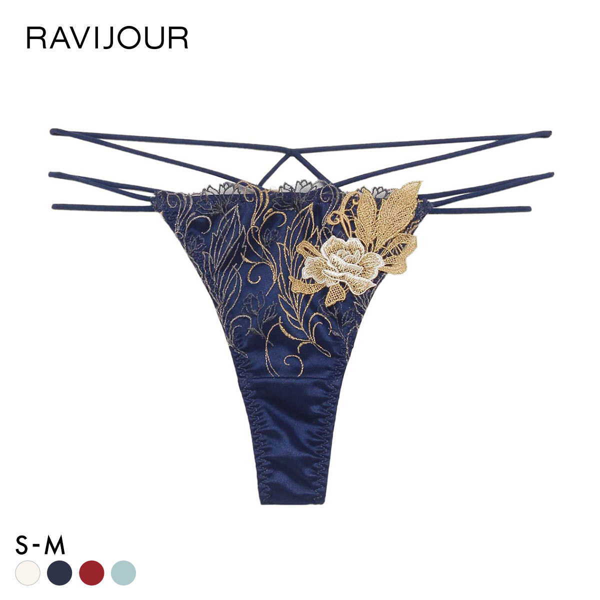 ラヴィジュール フェザーセレステ ストリングコード Tバックショーツ セクシー ソング タンガ SM バックレース 透け RAVIJOUR(NV-ネイビー-S)