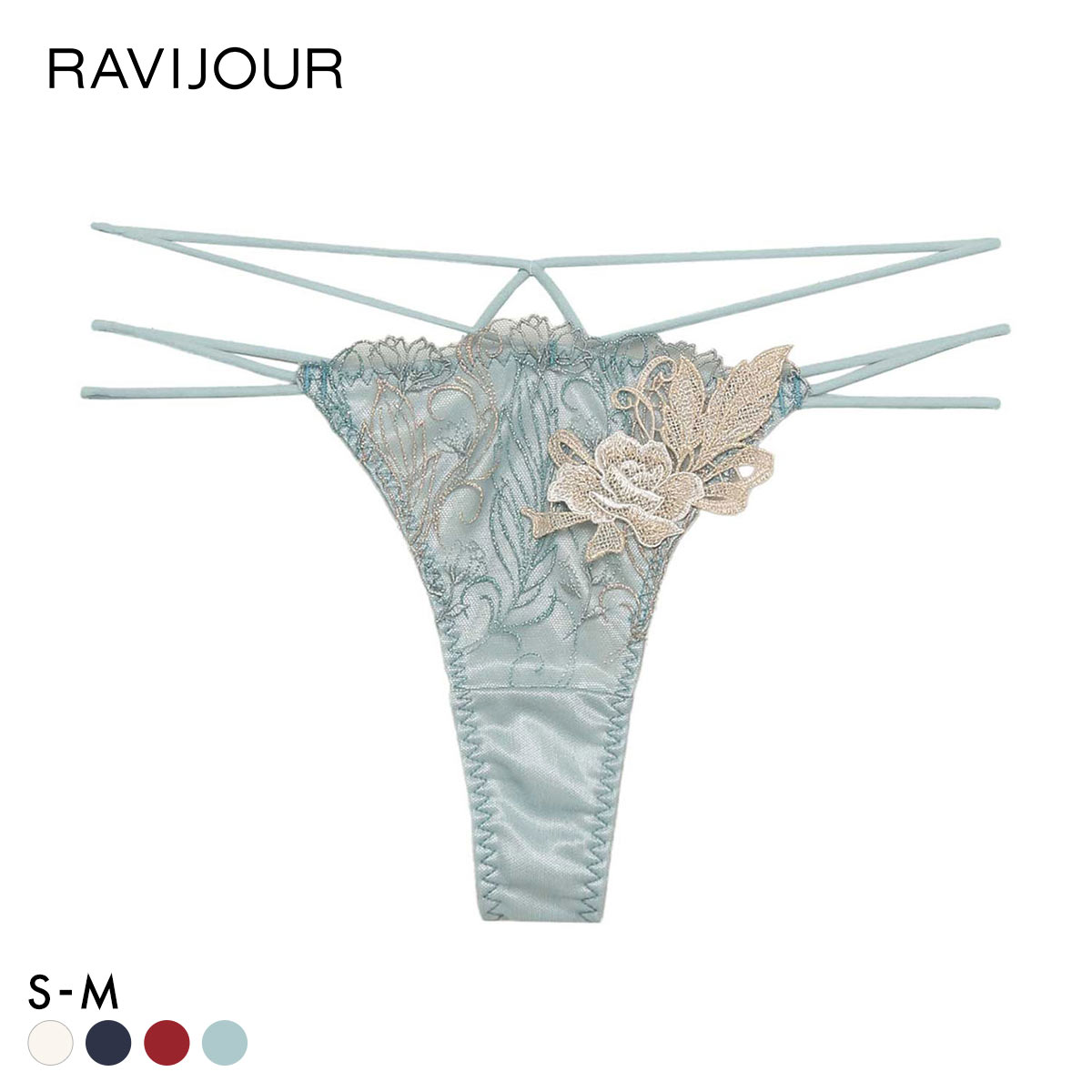 ラヴィジュール フェザーセレステ ストリングコード Tバックショーツ セクシー ソング タンガ SM バックレース 透け RAVIJOUR(BU-ブルー-S)