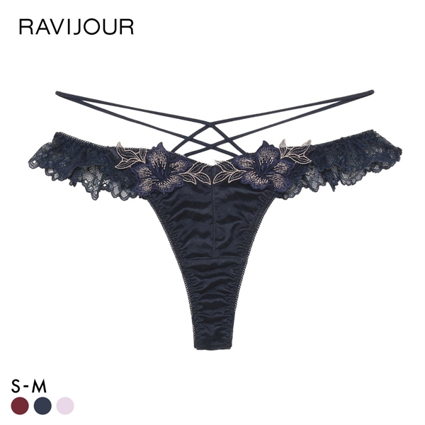 ラヴィジュール グロリアージュ フリルレース Tバックショーツ ソング タンガ SM バックレース 透け RAVIJOUR