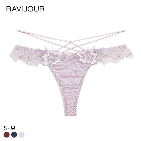 ラヴィジュール グロリアージュ フリルレース Tバックショーツ ソング タンガ SM バックレース 透け RAVIJOUR