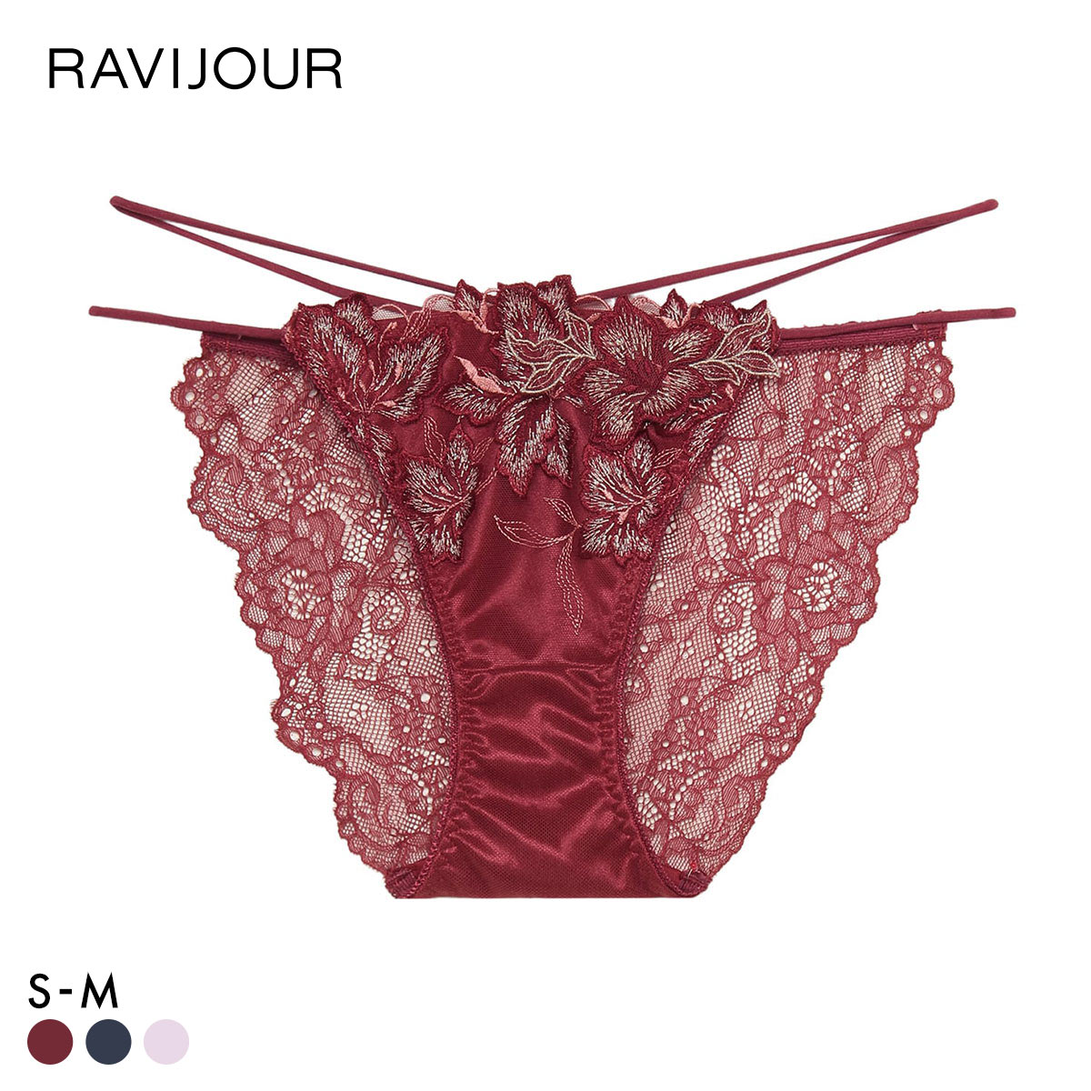 ラヴィジュール グロリアージュ ストレッチレース ショーツ ノーマルショーツ SM バックレース 透け RAVIJOUR(BO-ボルドー-S)