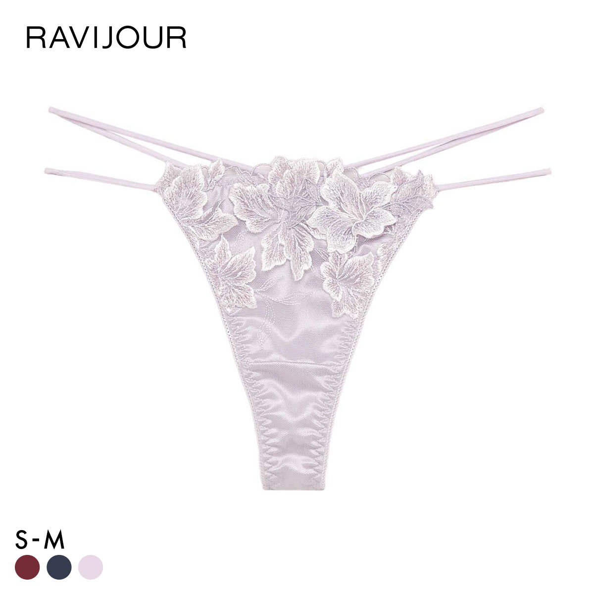 ラヴィジュール グロリアージュ ストレッチレース Tバックショーツ ノーマルショーツ SM バックレース 透け RAVIJOUR(PU-パープル-S)