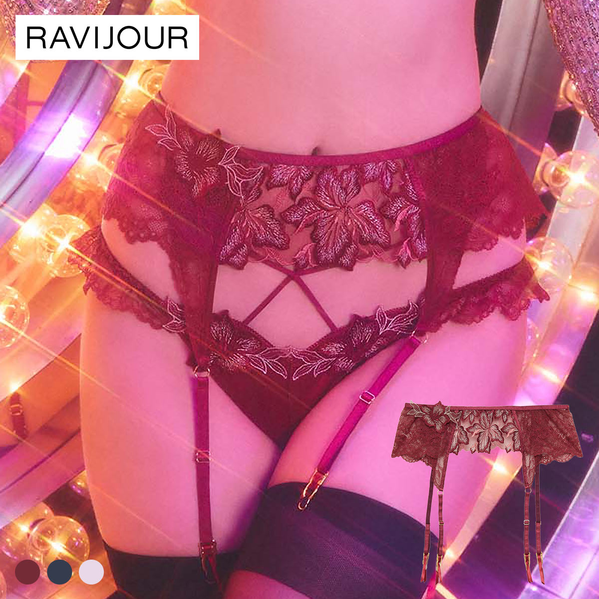 ラヴィジュール グロリアージュ ガーターベルト セクシー ランジェリー RAVIJOUR(BO-ボルドー-ONESIZE)