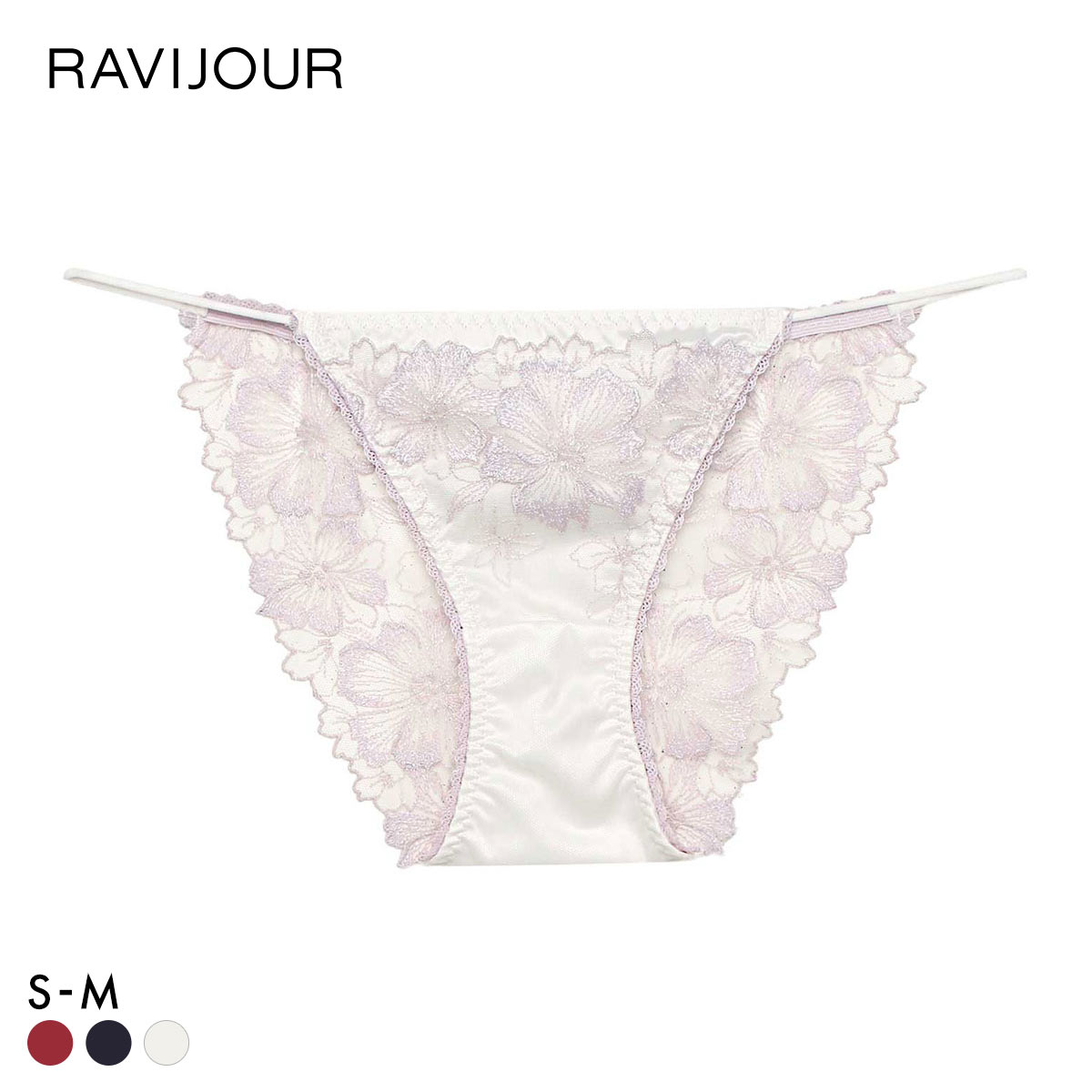 ラヴィジュール アルミラ エンブロイダリーレース ショーツ ノーマルショーツ SM バックレース 透け RAVIJOUR(WH-ホワイト-S)