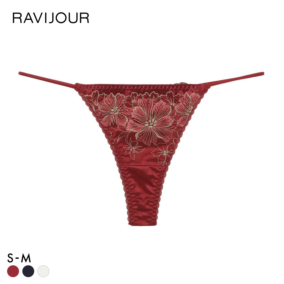ラヴィジュール アルミラ エンブロイダリーレース Tバックショーツ ソング タンガ SM バックレース 透け RAVIJOUR(RE-レッド-S)