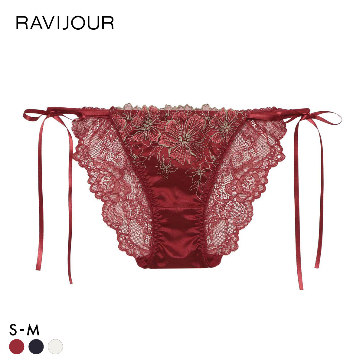 ラヴィジュール アルミラ サイドリボン ショーツ 紐パン ノーマルショーツ SM セクシー バックレース 透け RAVIJOUR(RE-レッド-S)