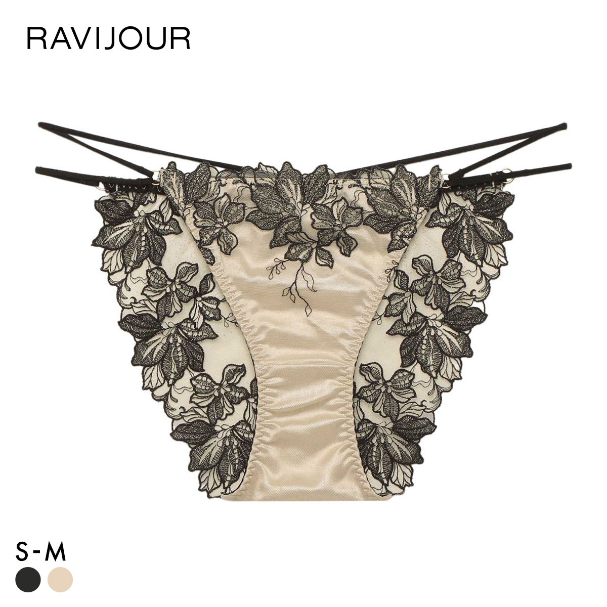 ラヴィジュール フィオナ エンブロイダリーレース ショーツ ノーマルショーツ SM バックレース 透け セクシー RAVIJOUR(BE-ベージュ-S)