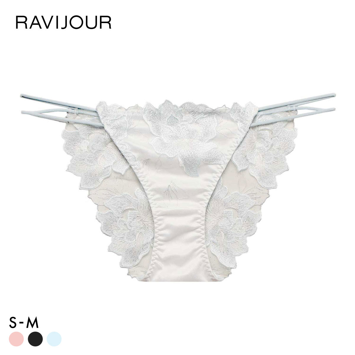 ラヴィジュール ピオニーヘイズ エンブロイダリーレース ショーツ ノーマルショーツ SM バックレース 透け RAVIJOUR(BU-ブルー-S)