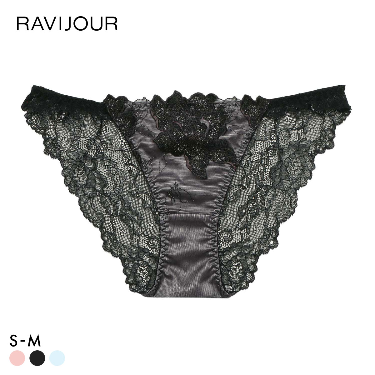 ラヴィジュール ピオニーヘイズ ストレッチレース ショーツ ノーマルショーツ SM セクシー バックレース 透け RAVIJOUR(BK-ブラック-S)