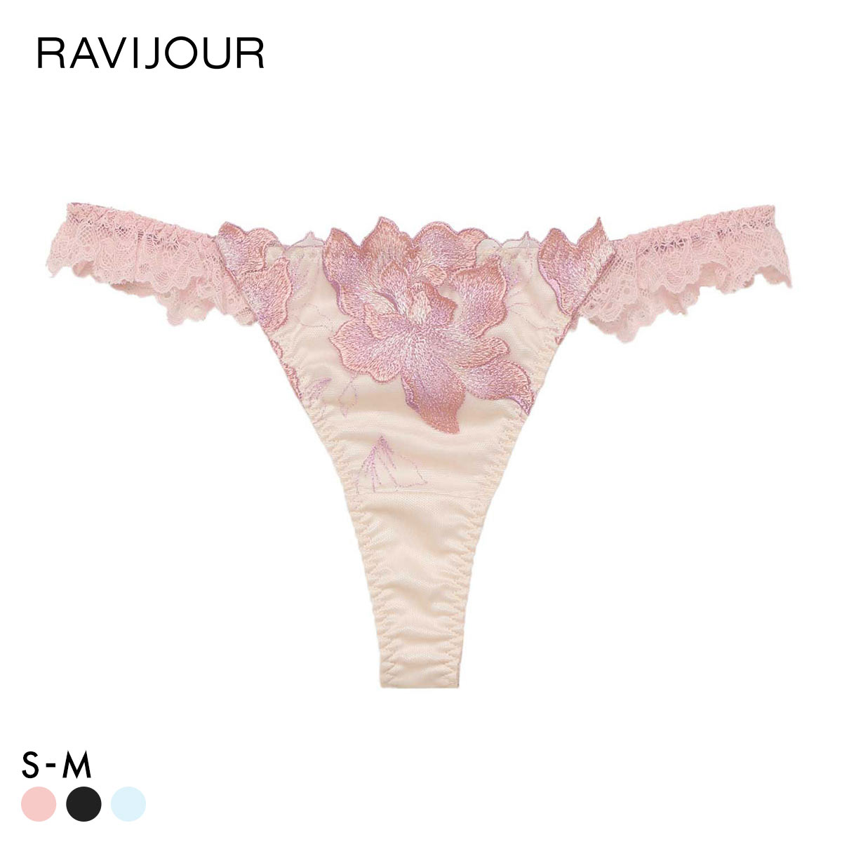 ラヴィジュール ピオニーヘイズ ストレッチレース Tバックショーツ ソング タンガ SM セクシー バックレース 透け RAVIJOUR(CO-コーラル-S)