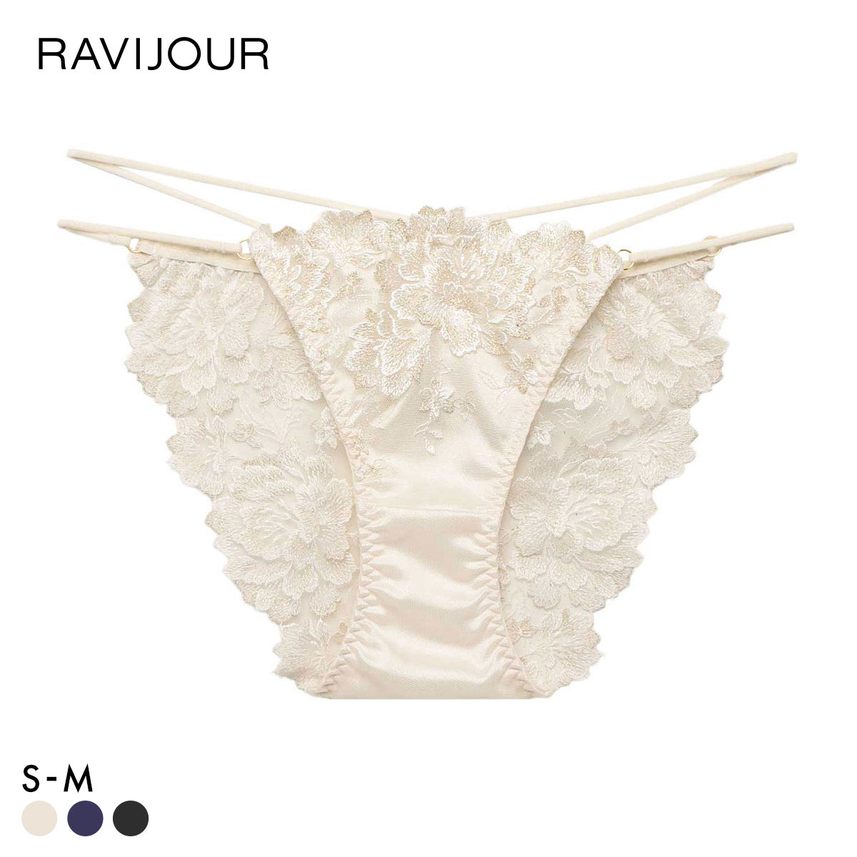ラヴィジュール パルフルール エンブロイダリーレース ショーツ ノーマルショーツ SM セクシー バックレース 透け RAVIJOUR(WH-ホワイト-S)