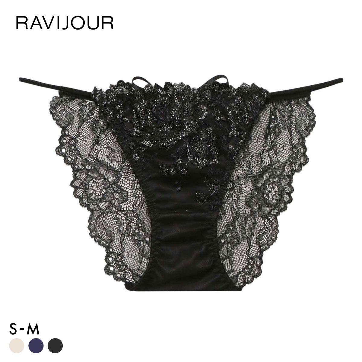 ラヴィジュール パルフルール ストレッチレース ショーツ ノーマルショーツ SM セクシー バックレース 透け RAVIJOUR(BK-ブラック-S)